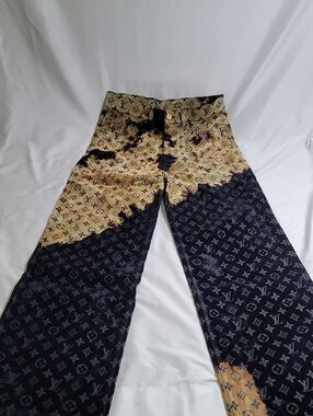 Louis Vuitton Two-Tone Monogram Relaxed Jeans in Black and Gold